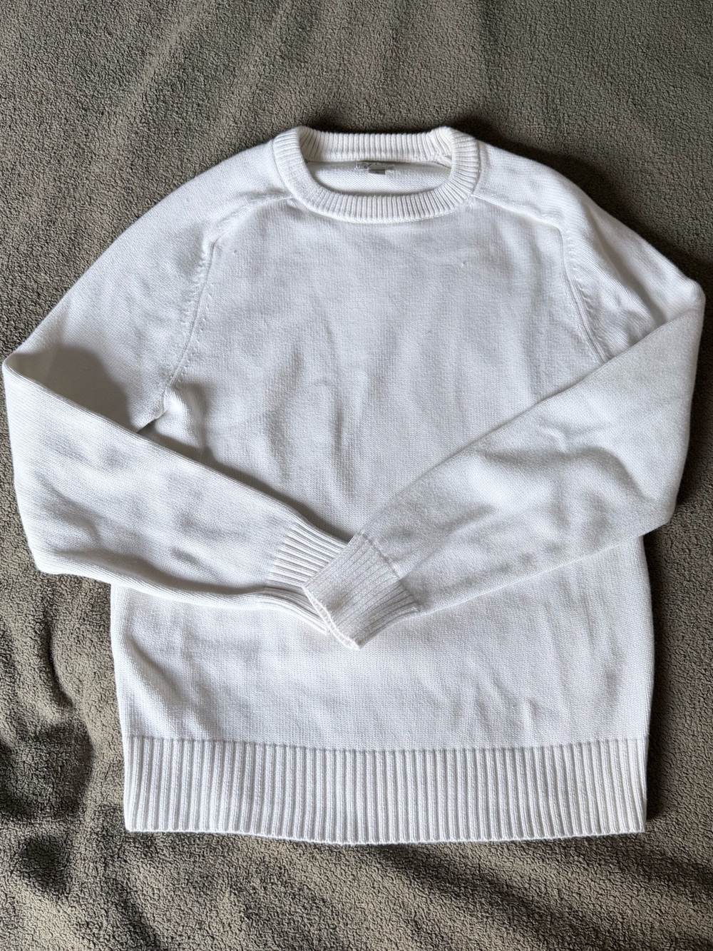 J. Crew Men's White Crewneck Knit Sweater